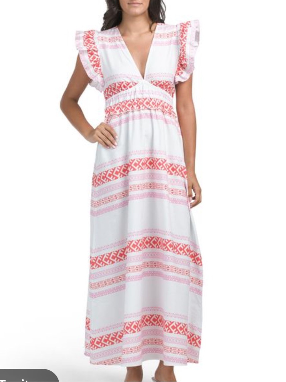 Sail to sable STS NWT flutter sleeve cotton poplin v neck maxi dress sz m